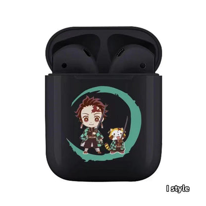 Demon Slayer Wireless Bluetooth Earbuds, Tanjiro Nezuko Zenitsu Giyuu Anime Print TWS Earphones, Touch Control Stereo Sound Headset, Portable Earbuds Case, Anime Fan Gift