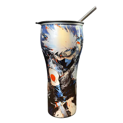 Naruto Anime 30oz Tumbler with Lid and Straw, Stainless Steel Insulated Travel Cup, Naruto Sasuke Kakashi Itachi Character Printed Coffee Mug, Naruto Merch Water Bottle Gift for Anime Fans