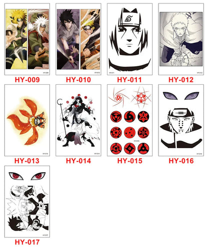 Naruto Anime Temporary Tattoo Stickers, Sharingan Akatsuki Uchiha Waterproof Fake Tattoos, Cosplay Body Art Stickers, Anime Party Decorations Gift for Naruto Fans