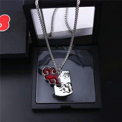 Naruto Akatsuki Red Cloud Keychain, Anime Akatsuki Symbol Metal Key Ring with Gift Box, Cosplay Accessory Pendant Key Chain, Collectible Gift for Naruto Anime Fans