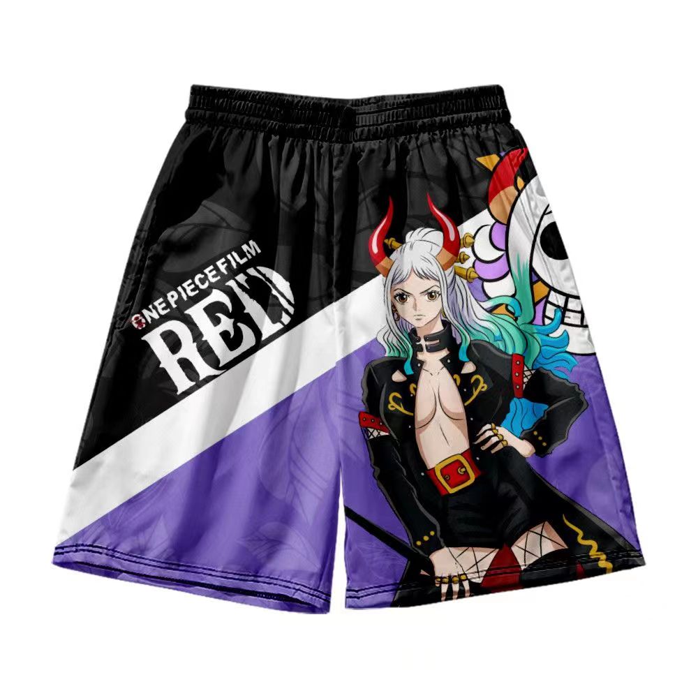 One Piece Film RED Anime Haori and Shorts Set, Japanese Kimono Cardigan with Shorts, 3D Full Print Cosplay Outfit, Loose Casual Anime Costume for Men Women, Anime Merch