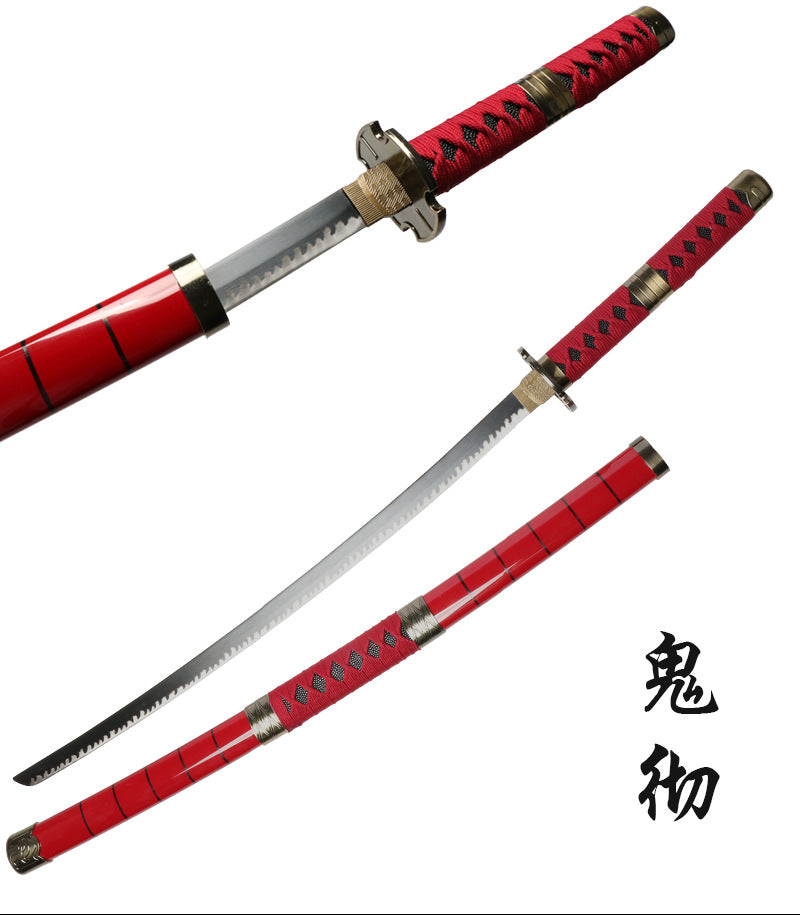 One Piece Roronoa Zoro Katana Replica, Anime Cosplay Prop Sword, Wado Ichimonji Sandai Kitetsu Shusui, Wooden Blade Samurai Sword with Scabbard, Sword Stand and Belt for Cosplay Display
