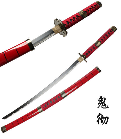 One Piece Roronoa Zoro Katana Replica, Anime Cosplay Prop Sword, Wado Ichimonji Sandai Kitetsu Shusui, Wooden Blade Samurai Sword with Scabbard, Sword Stand and Belt for Cosplay Display