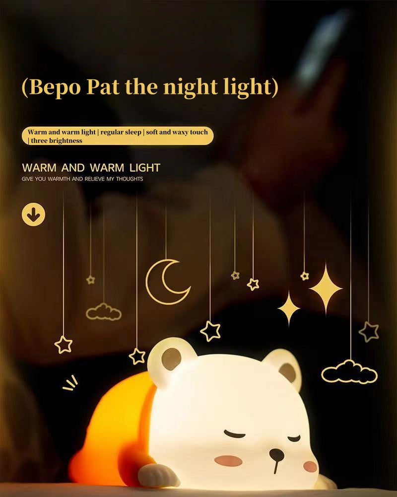 One Piece Bepo Silicone Night Light, Cute Touch Control LED Bedside Lamp, Soft Warm Light Anime Character Night Lamp, Rechargeable Bedroom Decor Light, Collectible Gift for One Piece Fans