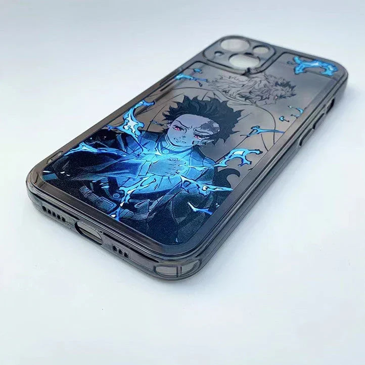 Demon Slayer Anime Phone Case, Tanjiro Zenitsu Print Transparent Shockproof Protective Cover, Cool Flame Pattern Clear Phone Shell, Anime Character Case, Gift for Demon Slayer Fans