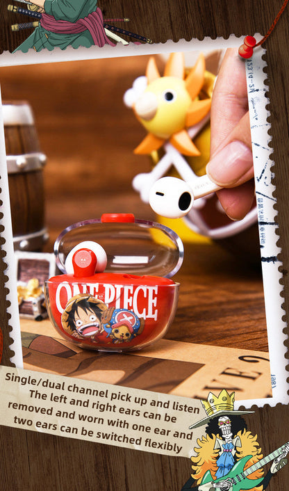 One Piece Monkey D. Luffy Tony Tony Chopper True Wireless Bluetooth 5.3 Earbuds Smart Touch Control Half‑in‑Ear Headphones with Transparent Charging Case Anime Gift For Fans