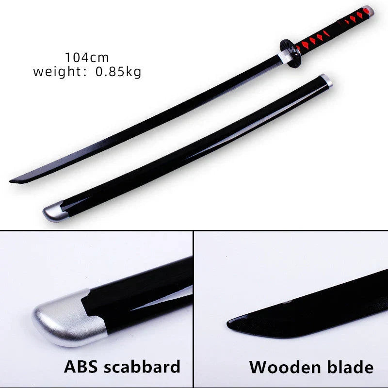 Demon Slayer Cosplay Nichirin Sword, Bamboo Blade Katana Replica, Anime Demon Slayer Prop Sword with Scabbard and Belt, Tanjiro Zenitsu Rengoku Giyuu Cosplay Weapon for Halloween