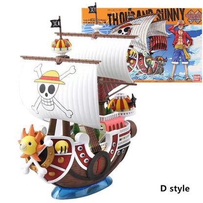 One Piece Pirate Ship Model Kit, Thousand Sunny Going Merry Assembly Boat Building Model, Multiple Styles Anime Pirate Vessel Figure, Collectible DIY Assembly Toy Gift for One Piece Fans