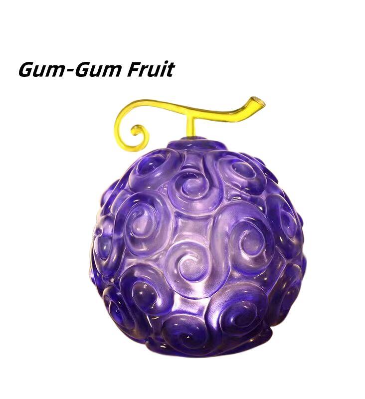 One Piece Devil Fruit Figurine with LED Light, Gum-Gum Fruit & Flame-Flame Fruit Luminous Statue, Transparent Devil Fruit Anime Ornament, Desktop Display Collectible Model, Gift for One Piece Fans