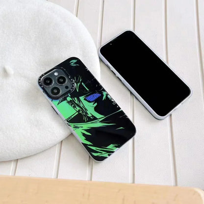 Naruto Anime Laser Holographic Phone Case for iPhone, Kakashi Pain Manga Art Print Shockproof Soft TPU Phone Cover, Iridescent Laser Flash Surface Slim Protective Phone Shell, Naruto Anime Fan Gift for iPhone