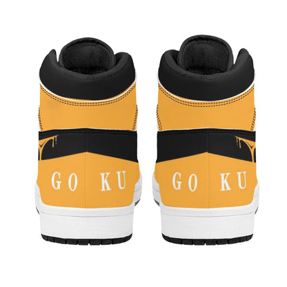 Dragon Ball Son Goku Anime High Top Sneakers, Yellow Black Custom Print Streetwear Shoes, Men Women Casual Fashion Sneakers, Anime Fan Collectible Footwear Gift