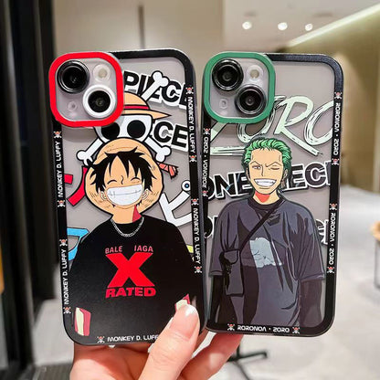 One Piece Anime Phone Case for iPhone, Luffy Zoro Character Print Clear Protective Case, Shockproof Soft TPU Bumper Cover, Cute Anime Manga Phone Shell, Anime Merch Gift for One Piece Fans