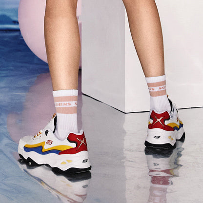 One Piece Monkey D. Luffy Anime Sneakers for Men Women, White Multicolor Color Block Chunky Platform Casual Shoes, Lace Up Anime Cosplay Street Walking Shoes, Breathable Anime Themed Footwear, Collectible Gift for One Piece Luffy Fans