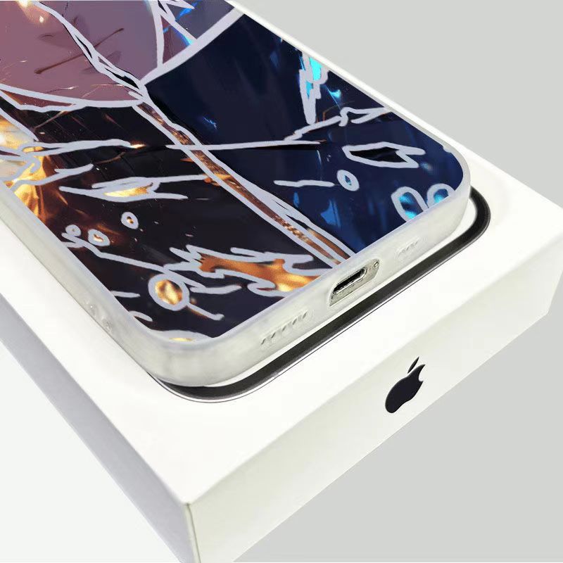 Naruto Anime Phone Case for iPhone, Cool Cracked Line Naruto Sasuke Character Print Case, Shockproof Soft TPU Protective Cover, Anime Naruto Merch Phone Shell Gift for Anime Fans