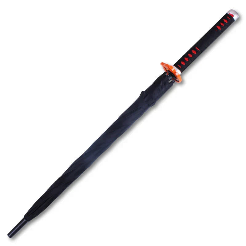 Demon Slayer Nichirin Sword Umbrella, Anime Katana Shaped Long Handle Umbrella, Tanjiro Zenitsu Giyuu Rengoku Samurai Sword Umbrella, Cosplay Prop Rain Sun Umbrella, Anime Collectible Gift for Fans