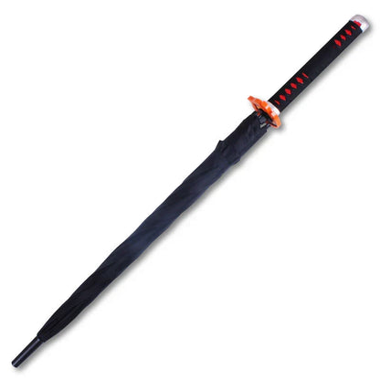 Demon Slayer Nichirin Sword Umbrella, Anime Katana Shaped Long Handle Umbrella, Tanjiro Zenitsu Giyuu Rengoku Samurai Sword Umbrella, Cosplay Prop Rain Sun Umbrella, Anime Collectible Gift for Fans