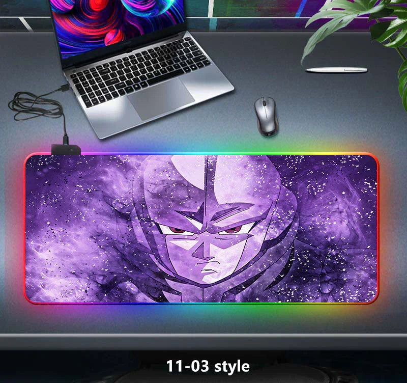 Dragon Ball Z RGB Large Mouse Pad, Anime DBZ Goku Vegeta Frieza Extended Gaming Mousepad with LED Rainbow Light, Non Slip Rubber Base Desk Mat for PC Keyboard Laptop, Dragon Ball Fan Decor
