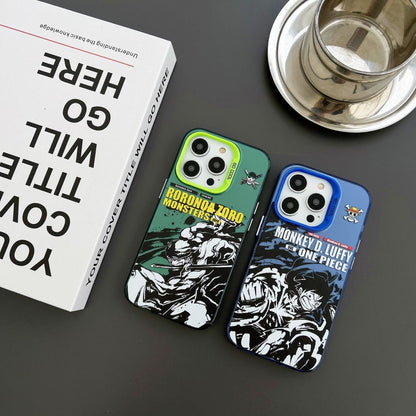 One Piece Anime Phone Case, Luffy Zoro Manga Print Shockproof Protective Cover, Colorful Camera Frame Phone Shell, One Piece Merch Phone Case for iPhone