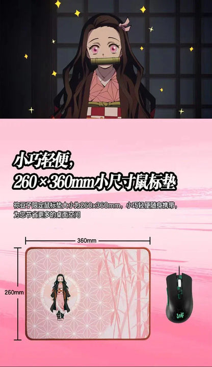 Demon Slayer Anime Mouse Pad, Nezuko & Inosuke Gaming Mousepad, Non-Slip Rubber Base Waterproof Desk Mat, Smooth Surface Mouse Mat for Laptop Computer Office Game, Demon Slayer Fan Merch Gift