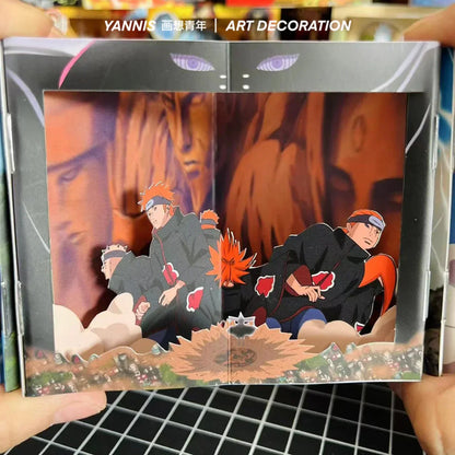 Naruto Anime Book Nook Paper Craft Kit, 3D Paper Cut Diorama Book, DIY Papercraft Scene Model, Anime Bookend Display Art Decor, Naruto Fan Handmade Gift