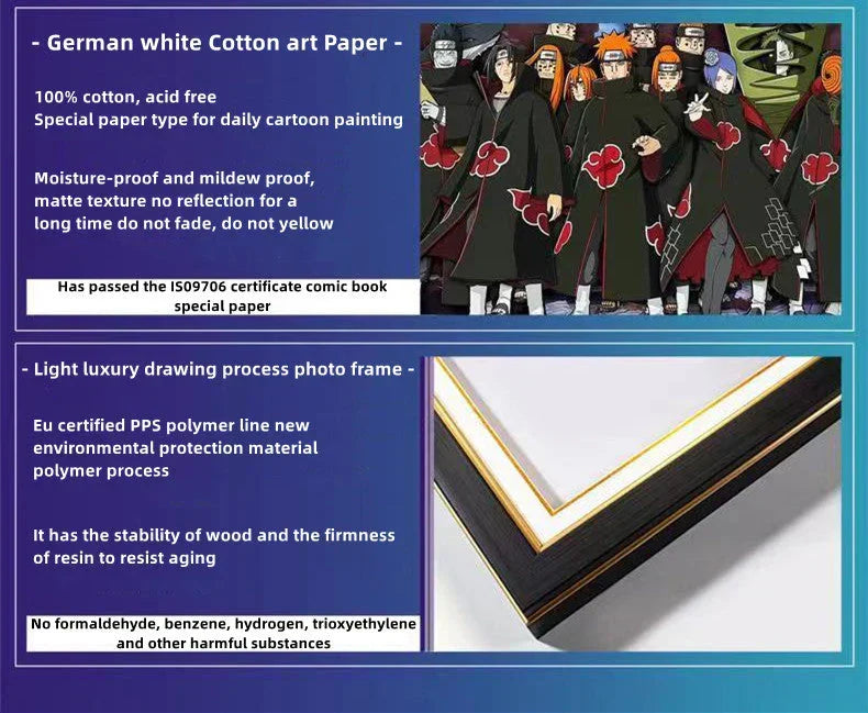 Naruto Akatsuki Group 3D Paper Cut Shadow Box Framed Art, Handmade Layered Papercraft Wall Decor, Anime Picture Frame, Fan Collectible Room Decor Gift