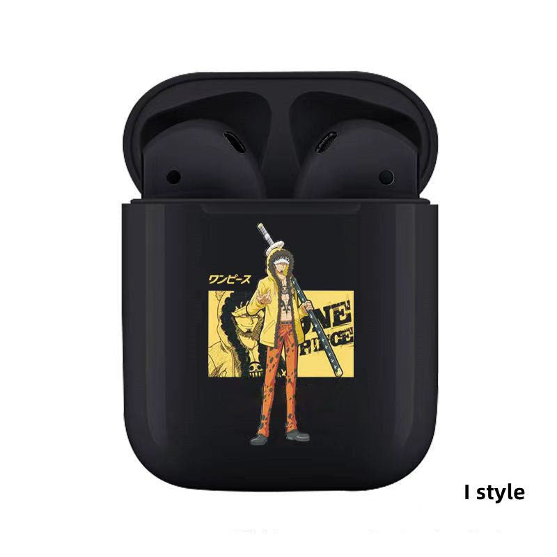 One Piece Anime TWS Wireless Earbuds, Luffy Zoro Sanji Chopper Skull Logo Printed Bluetooth Earphones, Stereo In-Ear Headphones with Portable Charging Case, Anime Fan Gift Wireless Headset