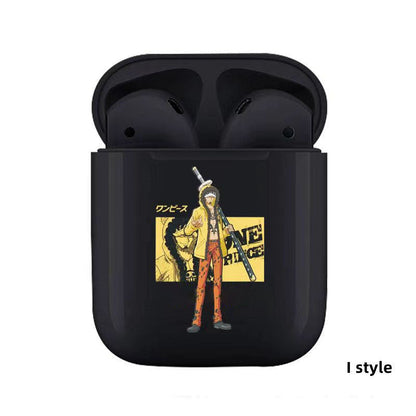 One Piece Anime TWS Wireless Earbuds, Luffy Zoro Sanji Chopper Skull Logo Printed Bluetooth Earphones, Stereo In-Ear Headphones with Portable Charging Case, Anime Fan Gift Wireless Headset