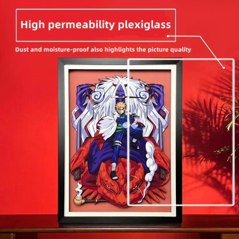 Naruto Namikaze Minato 3D Paper Cut Shadow Box Framed Art, Handmade Layered Papercraft Wall Decor, Anime Picture Frame, Fan Collectible Room Decor Gift