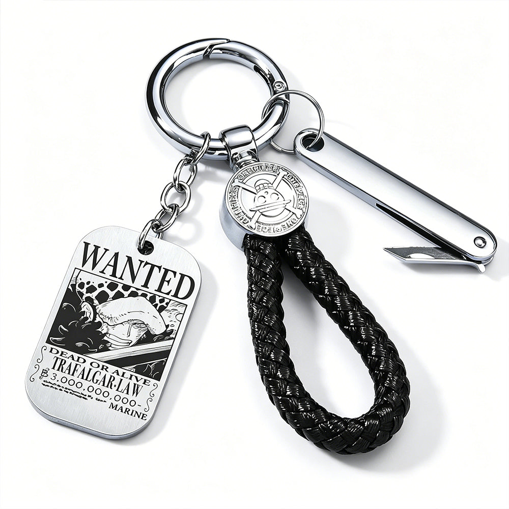 One Piece Wanted Poster Metal Dog Tag Keychain