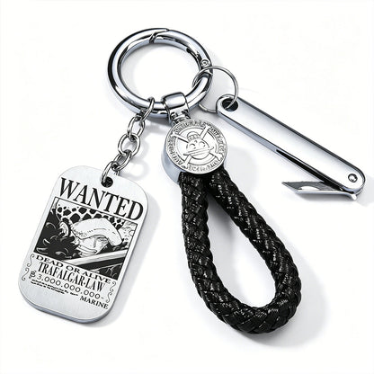 One Piece Wanted Poster Metal Dog Tag Keychain