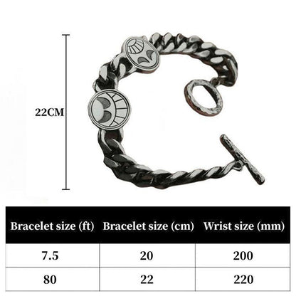 One Piece Anime Cuban Link Chain Bracelet, Vintage Antique Silver Luffy Coin Charm Wristband, Punk Toggle Clasp Bracelet, Men Hip Hop Retro Metal Bracelet, One Piece Fan Jewelry Birthday Gift