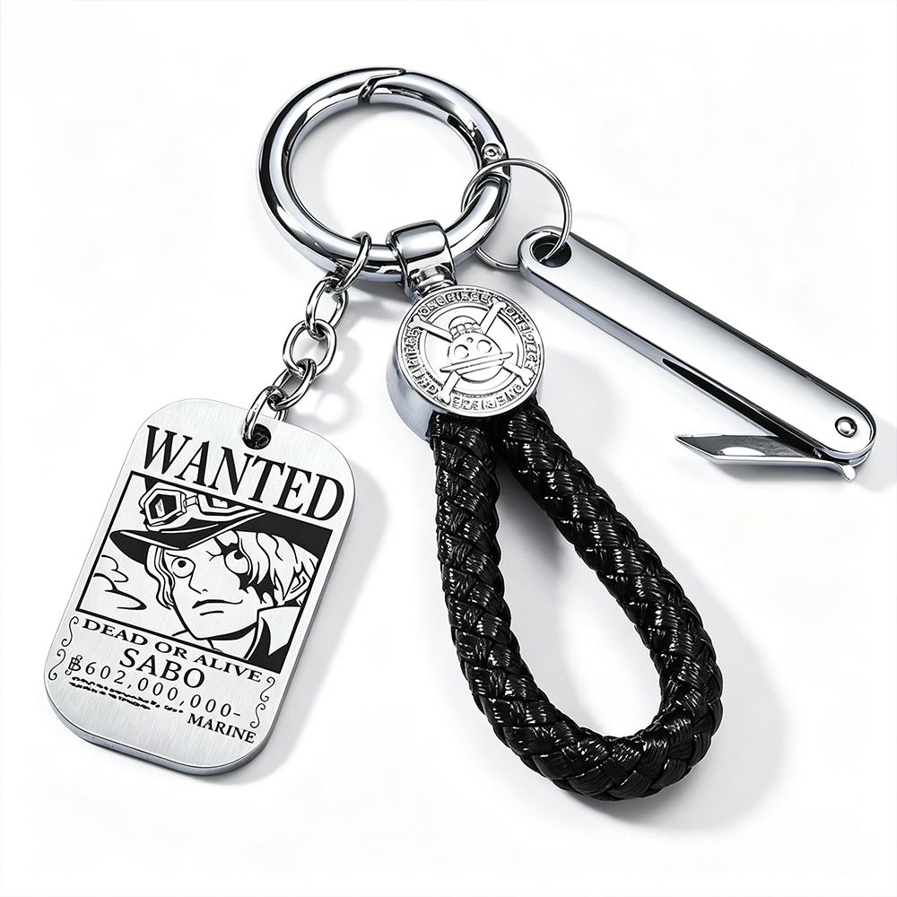 One Piece Wanted Poster Metal Dog Tag Keychain