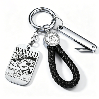 One Piece Wanted Poster Metal Dog Tag Keychain