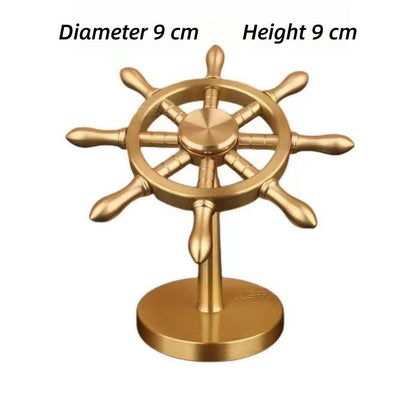 One Piece Golden Ship Wheel Figurine, Pirate Ship Helm Desk Statue Model, Nautical Rudder Desktop Decoration, Collectible Ornament Gift for One Piece Anime Fans