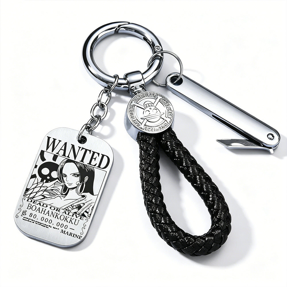 One Piece Wanted Poster Metal Dog Tag Keychain