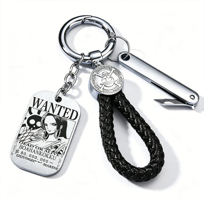 One Piece Wanted Poster Metal Dog Tag Keychain