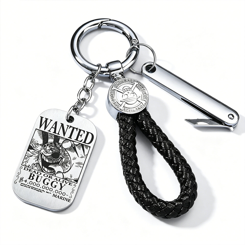 One Piece Wanted Poster Metal Dog Tag Keychain