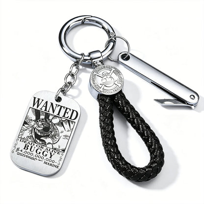 One Piece Wanted Poster Metal Dog Tag Keychain