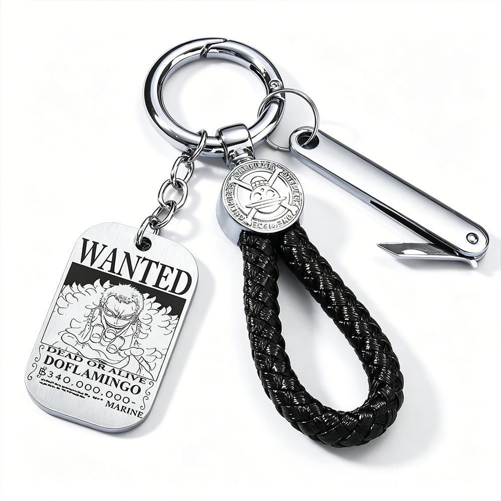 One Piece Wanted Poster Metal Dog Tag Keychain