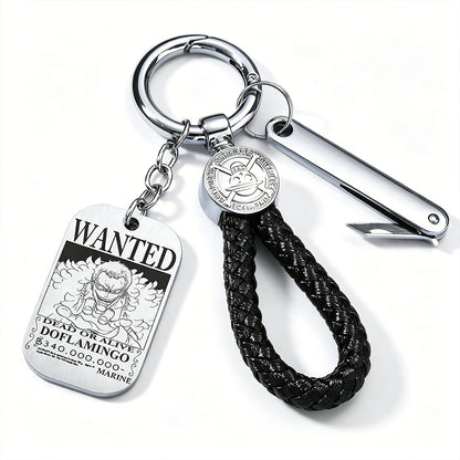One Piece Wanted Poster Metal Dog Tag Keychain