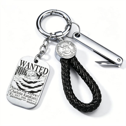 One Piece Wanted Poster Metal Dog Tag Keychain