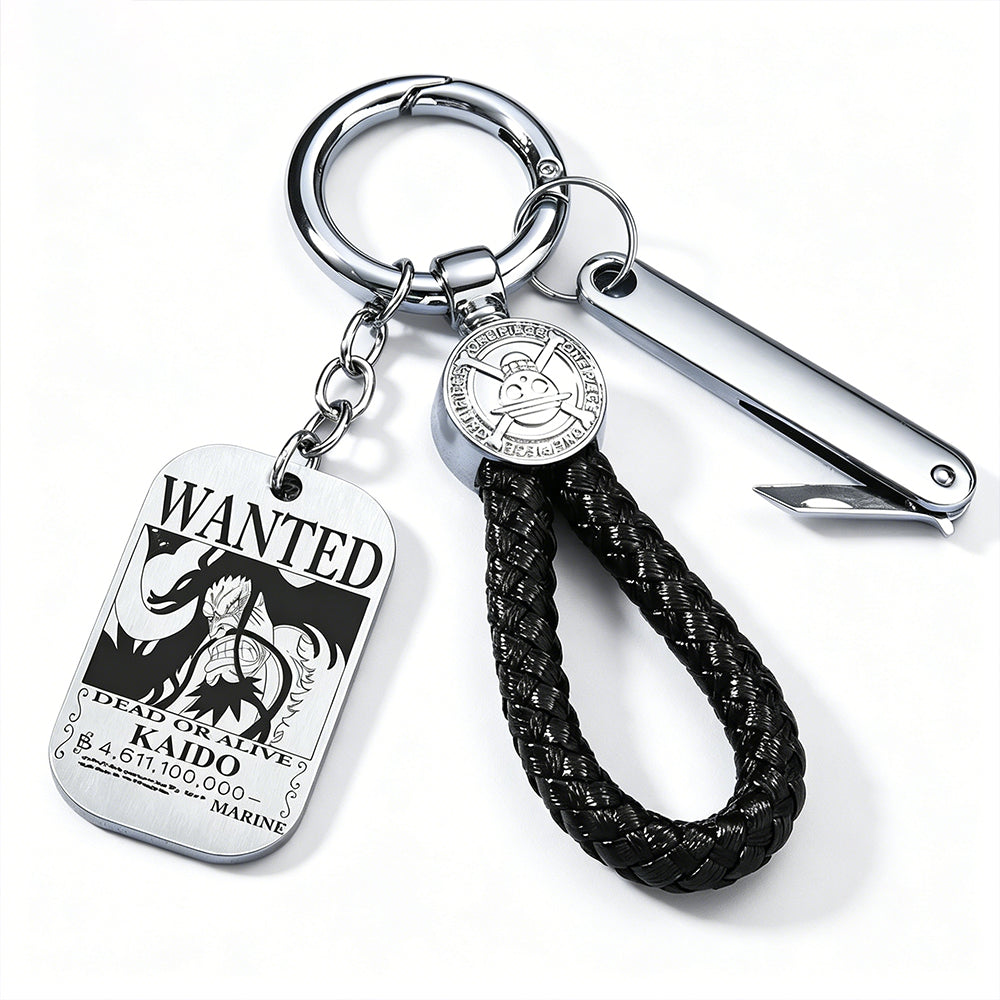 One Piece Wanted Poster Metal Dog Tag Keychain