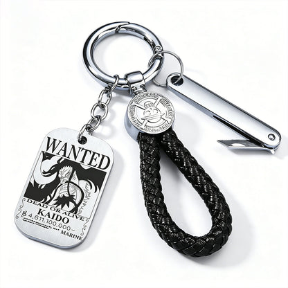 One Piece Wanted Poster Metal Dog Tag Keychain