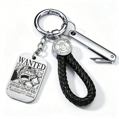 One Piece Wanted Poster Metal Dog Tag Keychain
