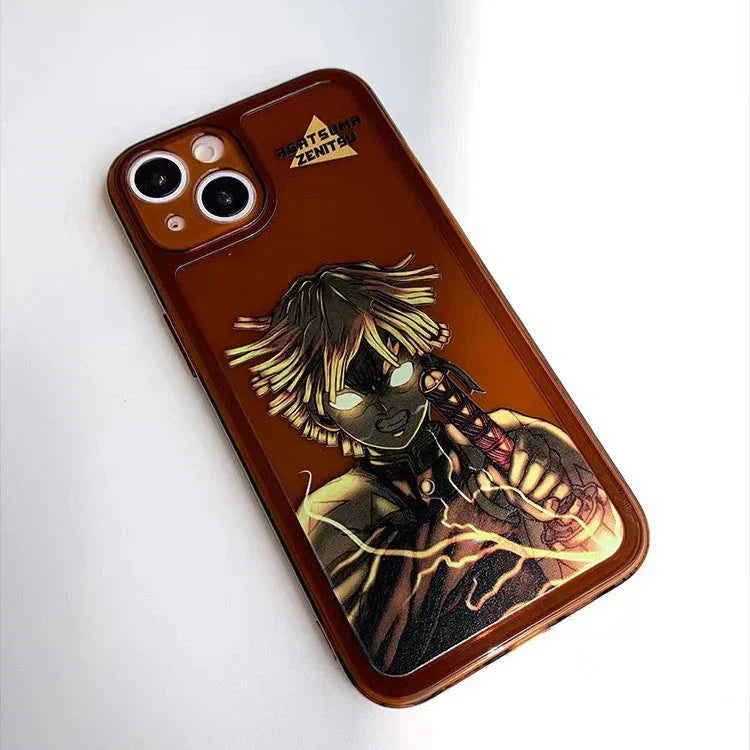 Demon Slayer Anime Phone Case, Tanjiro Zenitsu Print Transparent Shockproof Protective Cover, Cool Flame Pattern Clear Phone Shell, Anime Character Case, Gift for Demon Slayer Fans