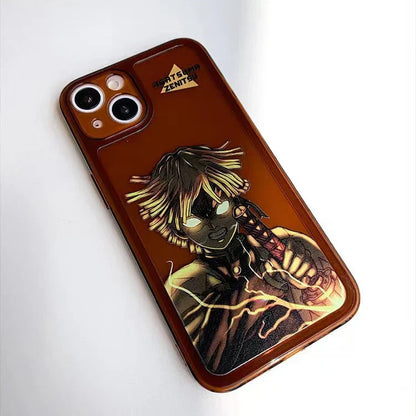 Demon Slayer Anime Phone Case, Tanjiro Zenitsu Print Transparent Shockproof Protective Cover, Cool Flame Pattern Clear Phone Shell, Anime Character Case, Gift for Demon Slayer Fans