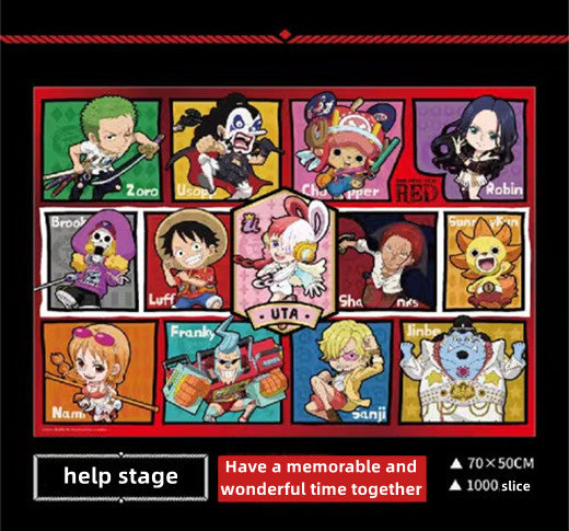 One Piece RED Anime Jigsaw Puzzle, Uta Luffy Shanks 1000 Pieces Cartoon Puzzle, One Piece Movie Character Puzzle Game, Collectible Anime Puzzle for Adults & Teens, Gift for One Piece Fans