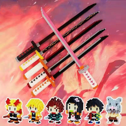 Demon Slayer Nichirin Sword Building Block Set, Anime Katana Model Kit with Scabbard & Display Stand, Multiple Styles Collectible Brick Sword, Cosplay Prop Assembly Toy Gift for Demon Slayer Fans