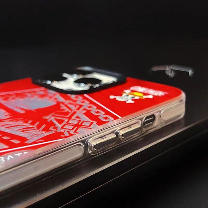 One Piece Luffy Zoro Anime Phone Case for iPhone, Manga Silver Foil Print Protective Cover, Straw Hat Pirates Character Phone Shell, Shockproof Slim Phone Case, Anime Gift for One Piece Fans