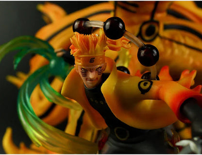 Naruto Uzumaki Six Paths Sage Mode Kurama Figure, Nine Tails Fox Anime GK Statue, LED Light Collectible Figurine, High Detailed Resin Model, Desktop Decoration Gift for Naruto Fans